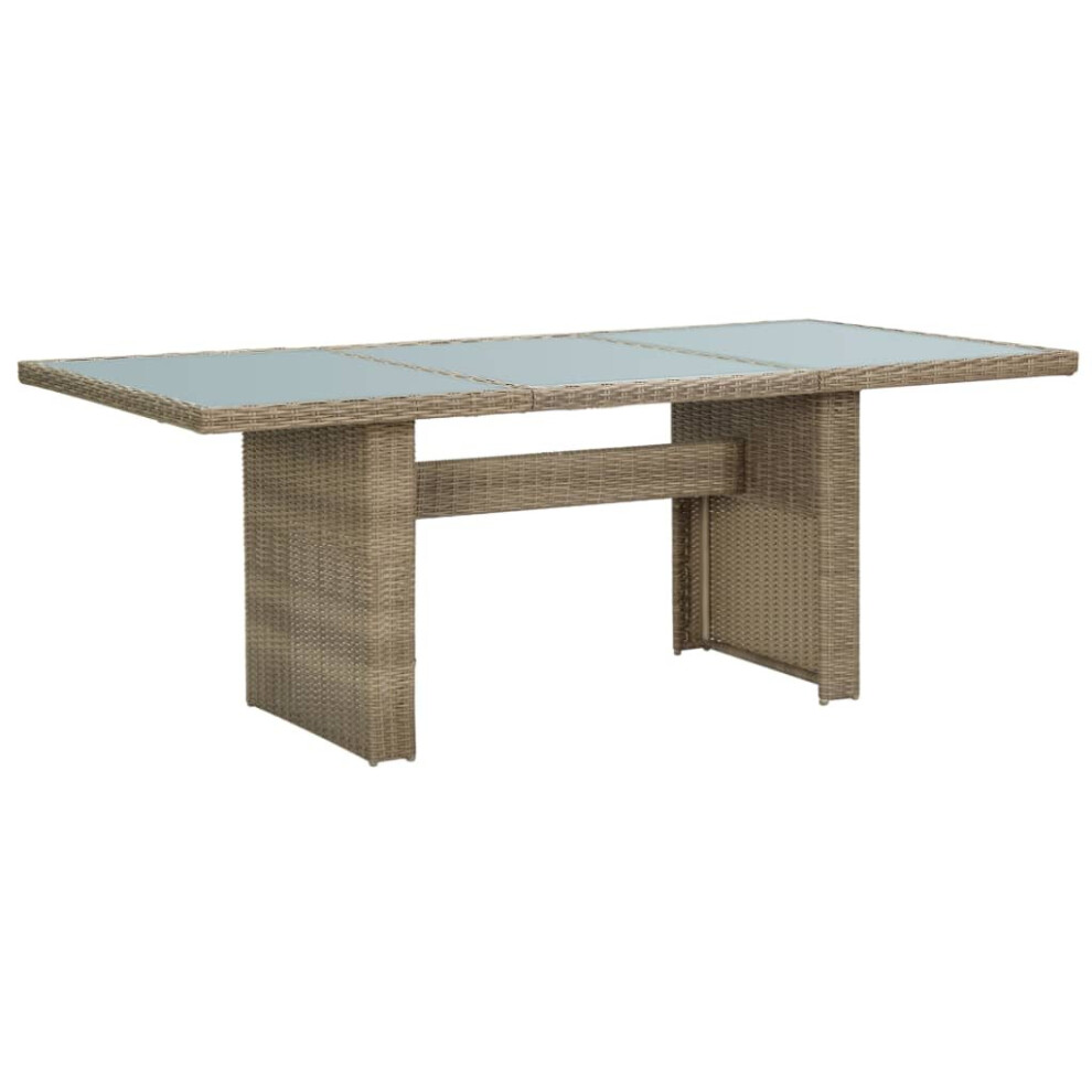 Vidaxl Garden Dining Table Brown Glass And Poly Rattan Dinner Desk Outdoor