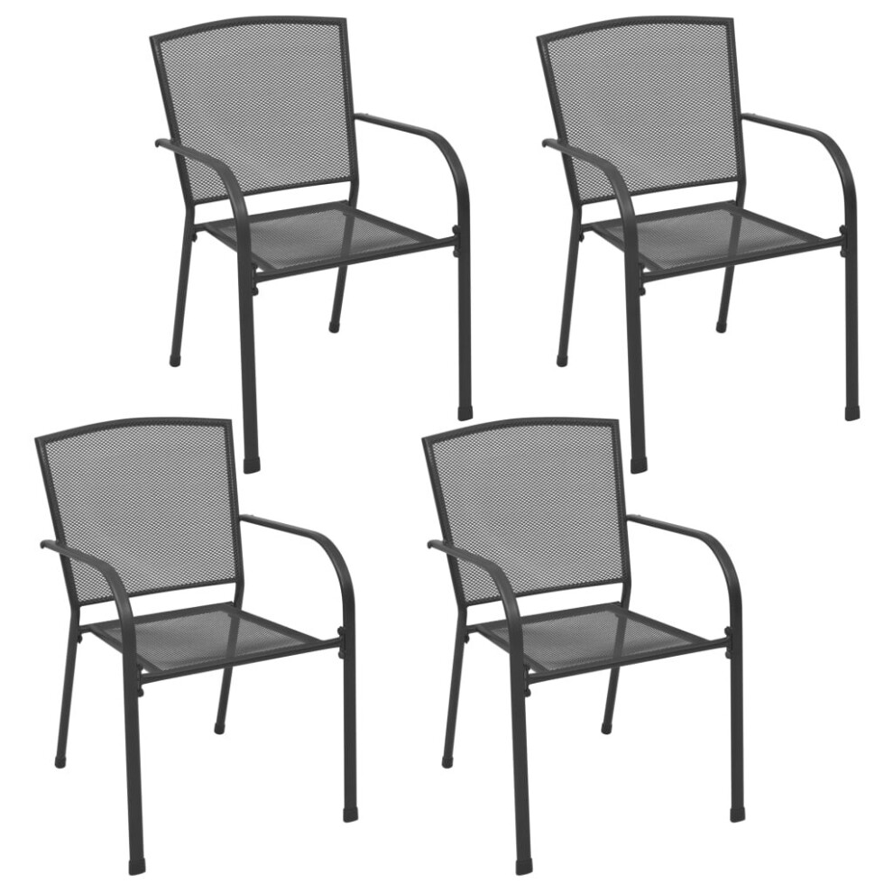 vidaXL 4x Outdoor Chairs Mesh Design Anthracite Steel Outdoor Furniture Garden