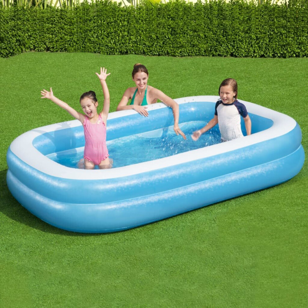 Bestway Family Rectangular Inflatable Pool Blue and White Garden Swimming Pool