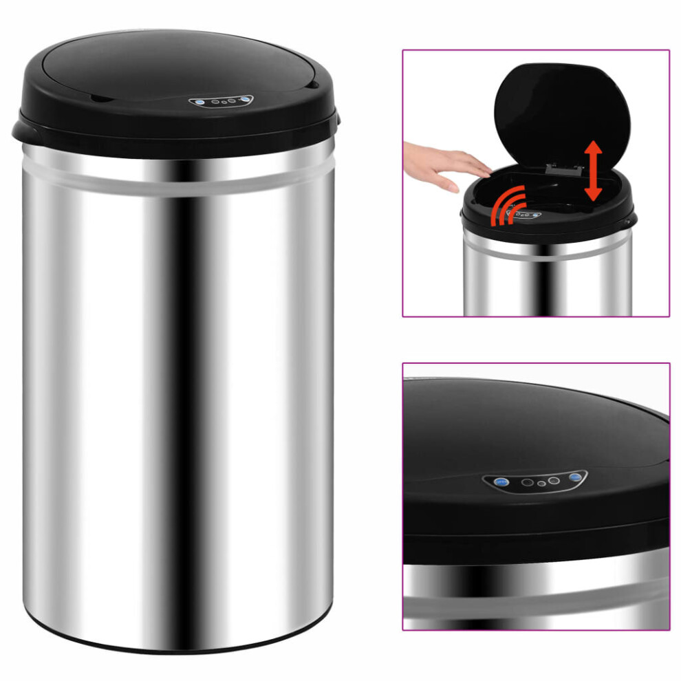 vidaXL Automatic Sensor Dustbin 40L Stainless Steel Kitchen Waste Dust Bin