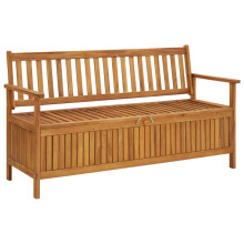 vidaXL Solid Acacia Wood Garden Storage Bench 148 cm Outdoor Patio Seating