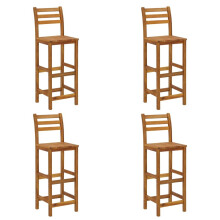 vidaXL 4x Solid Acacia Wood Bar Stools Dining Chair Seating Furniture Kitchen