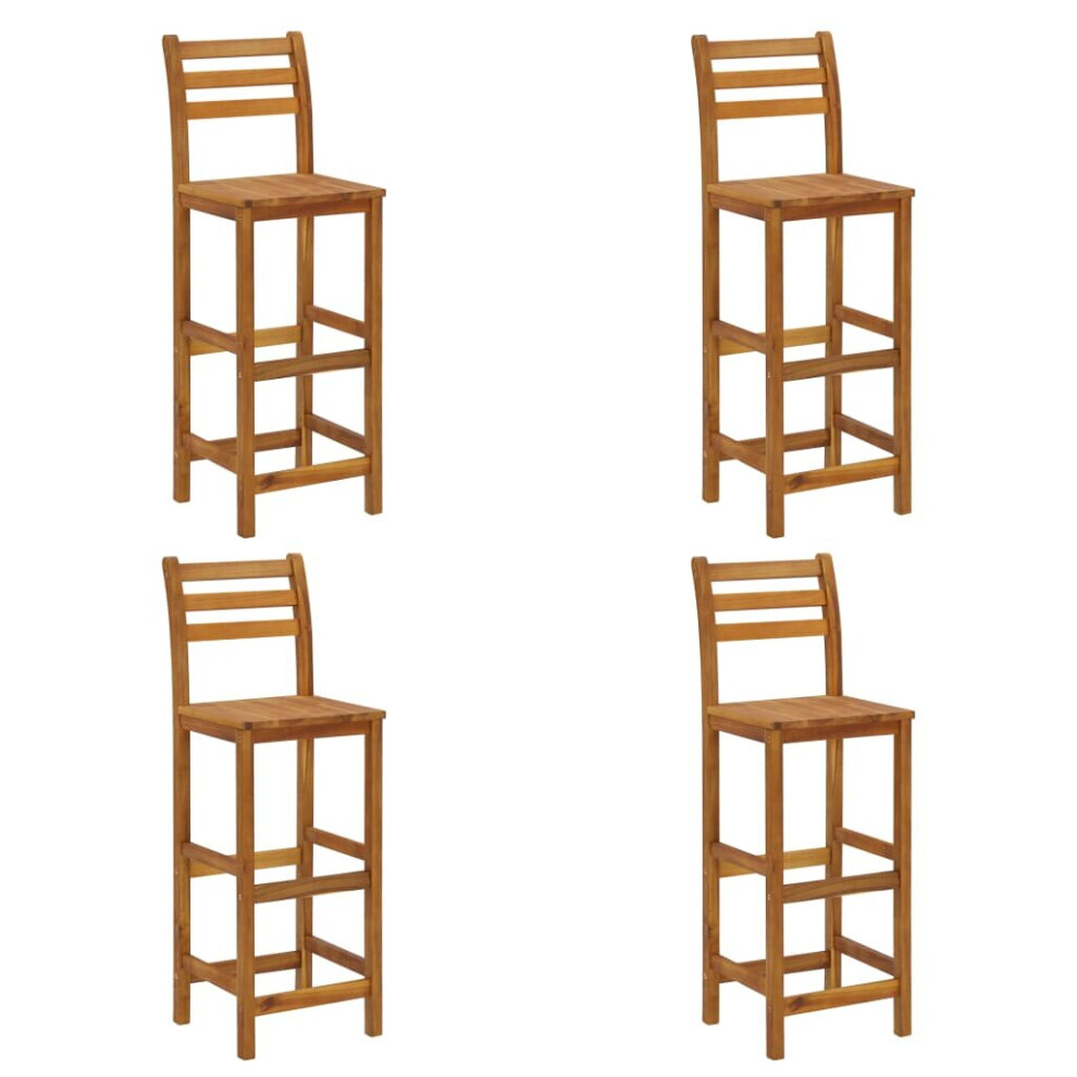 Vidaxl 4X Solid Acacia Wood Bar Stools Dining Chair Seating Furniture Kitchen