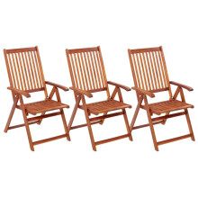 vidaXL 3x Solid Acacia Wood Folding Garden Chairs Outdoor Seating Furniture