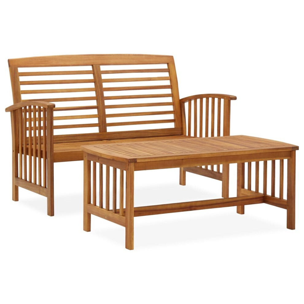 vidaXL Solid Acacia Wood Garden Lounge Set  2 Piece Wooden Outdoor Dining Set