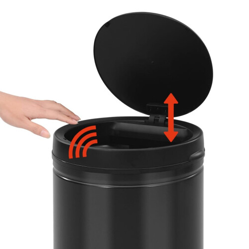 VidaXL vidaXL Automatic Sensor Dustbin 80L Carbon Steel Black Kitchen Waste Dust Bin 1