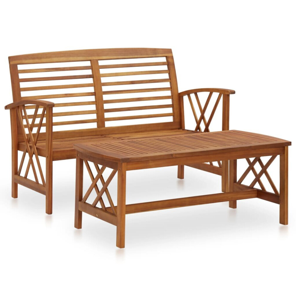 vidaXL Solid Acacia Wood Garden Lounge Set 2 Piece Outdoor Patio Furniture