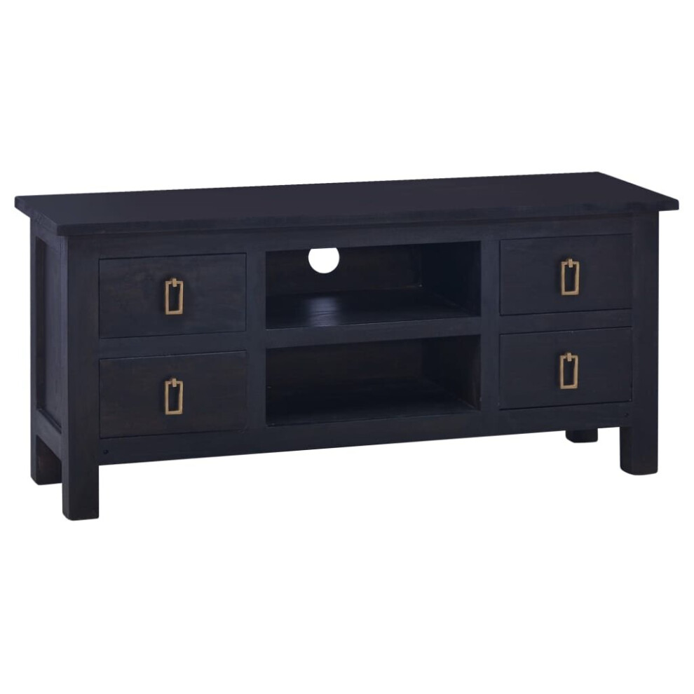 vidaXL Solid Mahogany Wood TV Cabinet Light Black Coffee Sideboard Media Stand