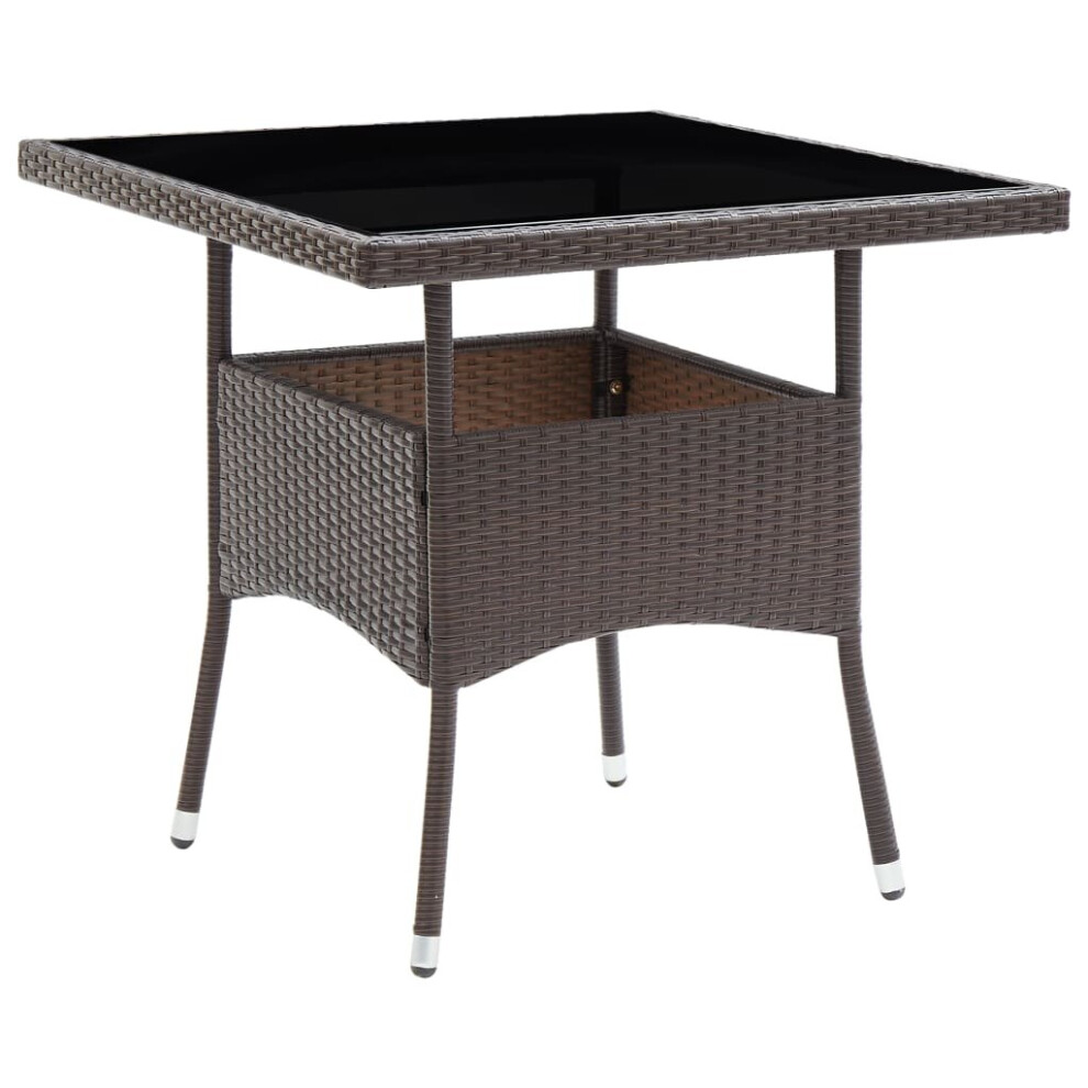 Vidaxl Garden Dining Table Brown Poly Rattan Outdoor Dinner Table Furniture