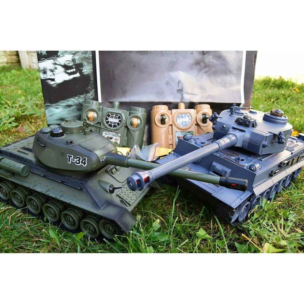 Sammar Gifts 2.4Ghz Rc Twin Battle Tank Rc Radio Remote Control Tank Tiger-I Vs T34