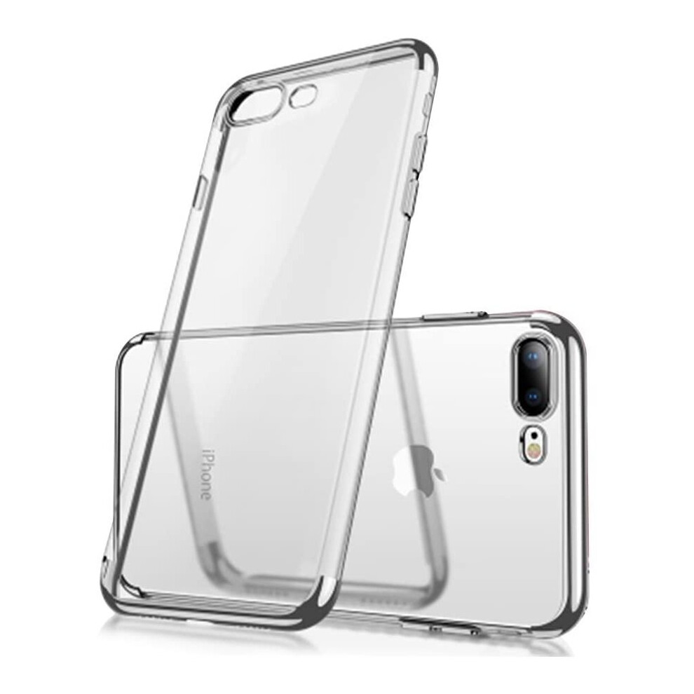For Iphone 6 Plus / 6S Plus - Clear Silicone Case With Edge Silver 7437135559500