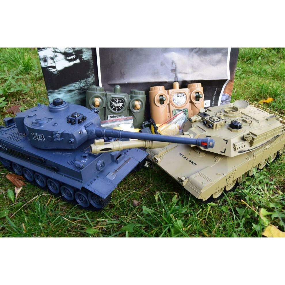 2.4Ghz Twin Battle Tank Radio Remote Control Abrams M1-A2 Vs Tiger-I