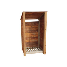 (6ft, Rustic Brown) Wooden Log Store - Reversed Roof (L-99cm, H-126cm / 180cm, W-81cm)