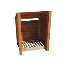 (4ft, Rustic Brown) Wooden Log Store - Reversed Roof (L-99cm, H-126cm / 180cm, W-81cm)