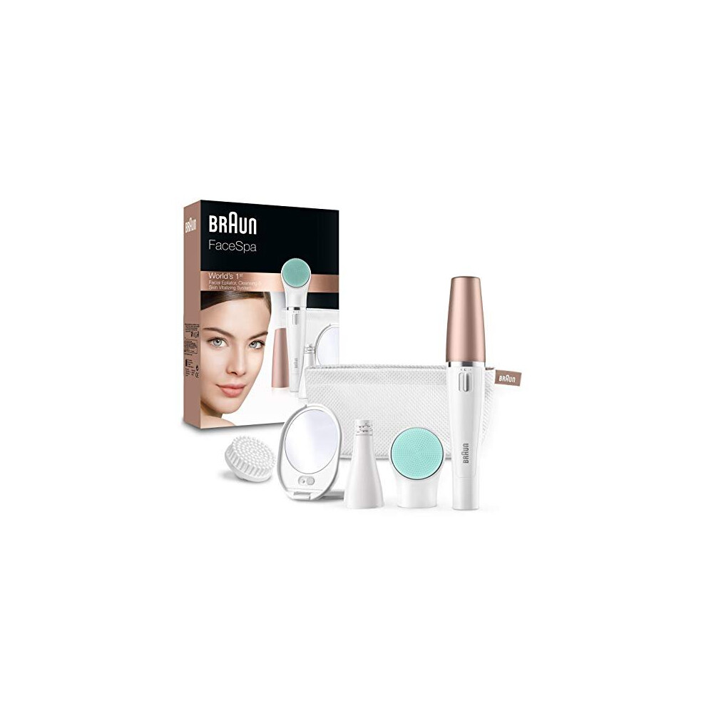 Braun FaceSpa 851V 3-in-1 Face Epilator/Epilation for Face Hair Removal and Cleansing Brush System