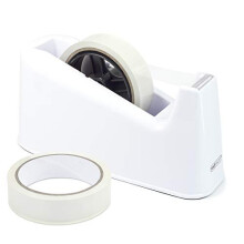 Rapesco 1486 500 Heavy Duty Dispenser and 2 Tape Rolls - White