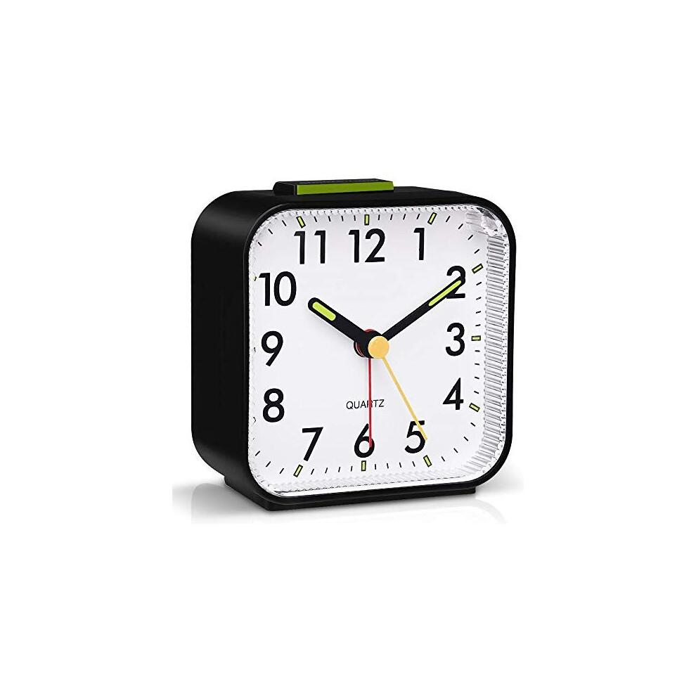 Tisaika Silent Alarm Clocks Bedside Non Ticking Battery Powered Table Clocks Luminous Large Display Snooze Light Function for Bedroom Office