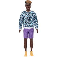 Barbie Ken Fashionistas Bambola #153 con Dreadlocks Blu, Maglietta a Stampe Animali, Pantaloni Corti e Stivali