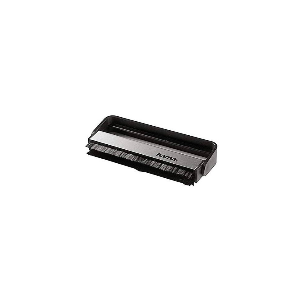 Hama Carbon Fibre Brush For Long-Playing Records (Antistatic Cleaning Of Records, Vinyl Brush), Black/Silver