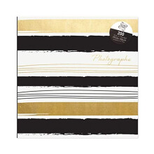 Tallon Black & Gold Stripes 6x4 Photo Album Memo Slip in Holds 200 Photos
