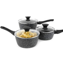 Salter BW05751S Megastone Collection Non-Stick Forged Aluminium 3 Piece Saucepan Set, 16/18/20cm, Silver