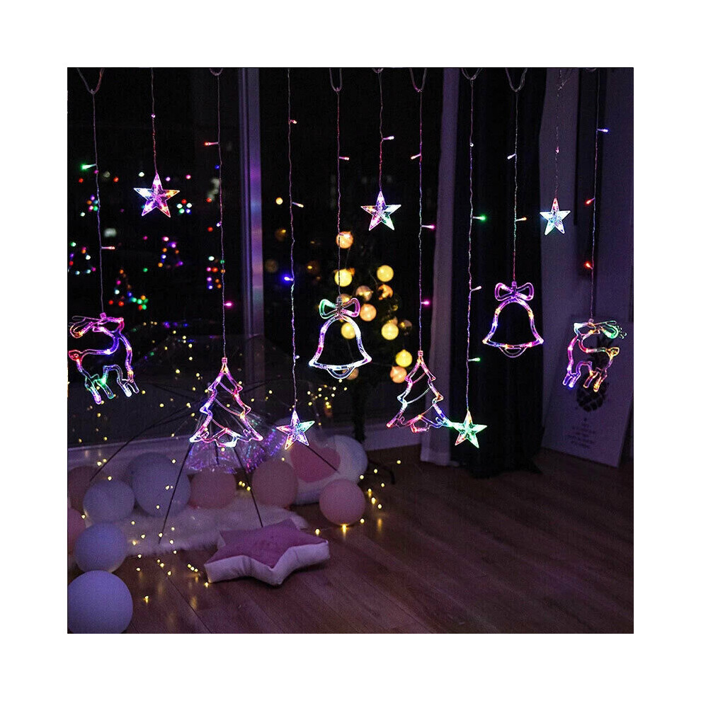 (Multicolor Christmas) LED Curtain Fairy String Lights Window Hanging Wedding Decor Christmas Xmas Gift