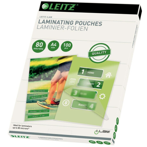 Leitz 100x Laminating Pouches 80 Microns A4 Office Supply Protective Pouch