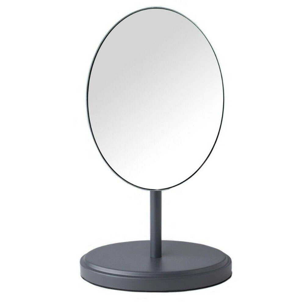 Heavyweight Grey Metal Makeup Mirror Shaving Mirror On Stand Vanity Oval Mirror