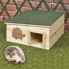 URBNLIVING Large Wooden Hedgehog House - 2-Room, Rainproof Shelter with Detachable Bitumen Roof for Outdoor Garden Habitat