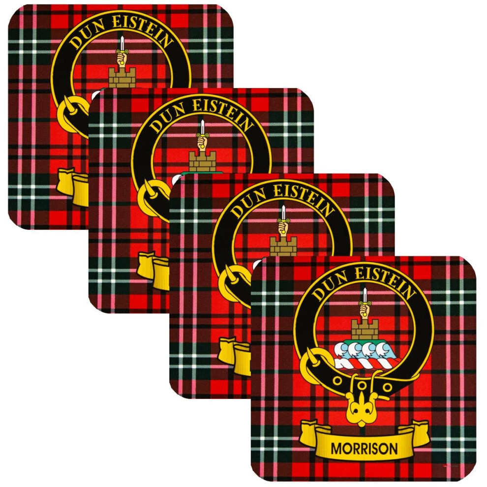 Square Coasters Morrison Scottish Clan Crest x4 Cork Backed From Scotland-image-OPC-P6H6JJC-NEW