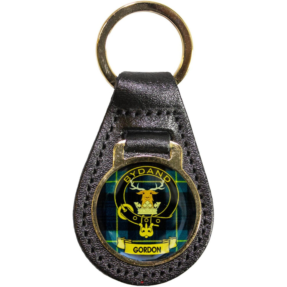 Leather Key Fob Scottish Family Clan Crest Gordon Made in Scotland