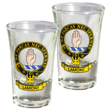 Slammer Shot Glass Lamont Clan Crest Set of 2 Scottish Made