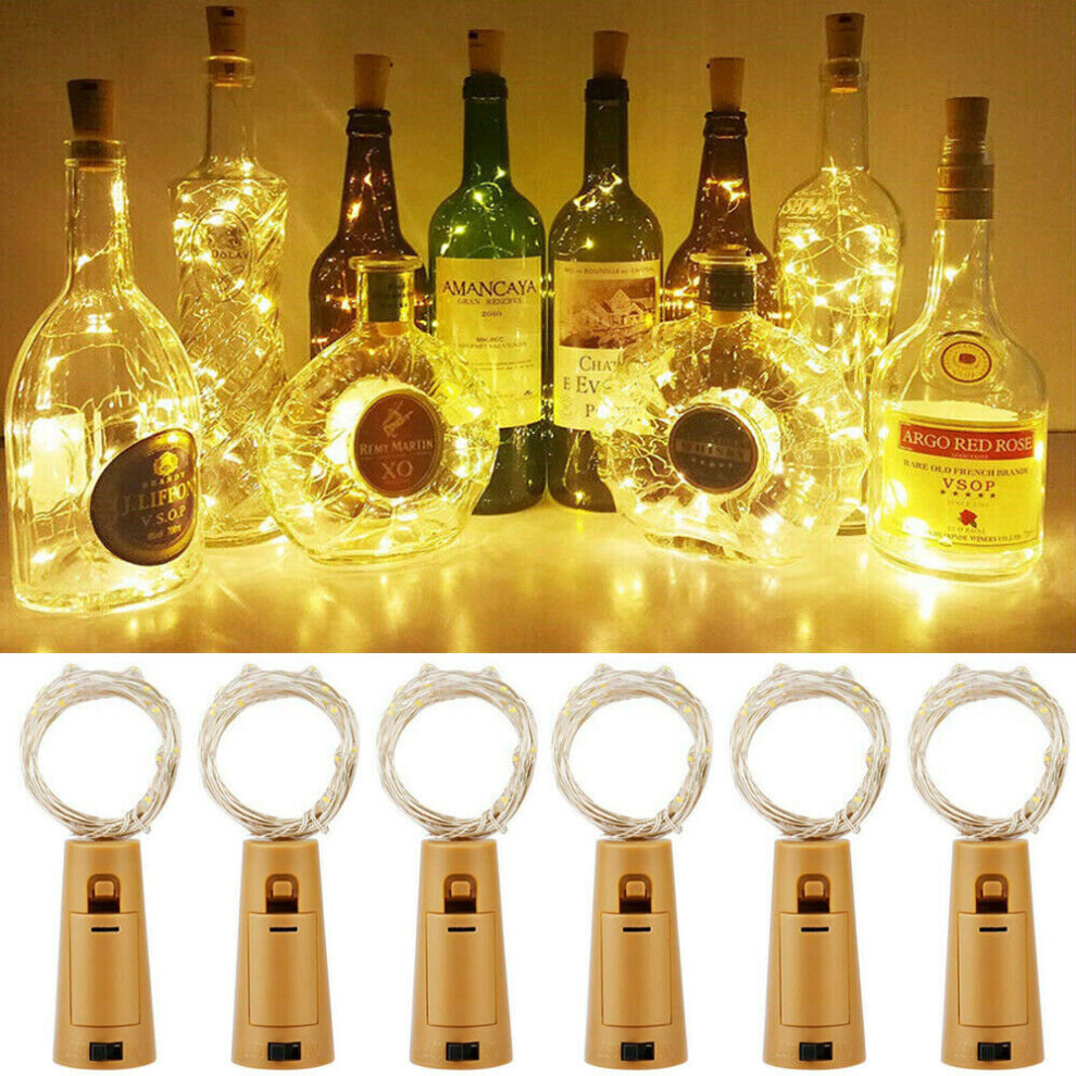 Ranpo (Warm ) 6X Cork Shape Wine Bottle Led String Copper Wire Fairy For Xmas Decor White/Light