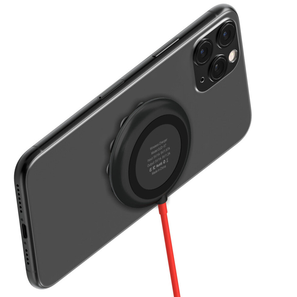 (Black) Suction Cup Wireless Charger 10W Fast Charge Black 7371875201933