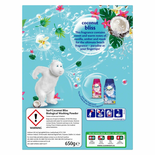 Surf 3 Pack Surf PMP Washing Powder, Coconut Bliss, 10 Washes 1