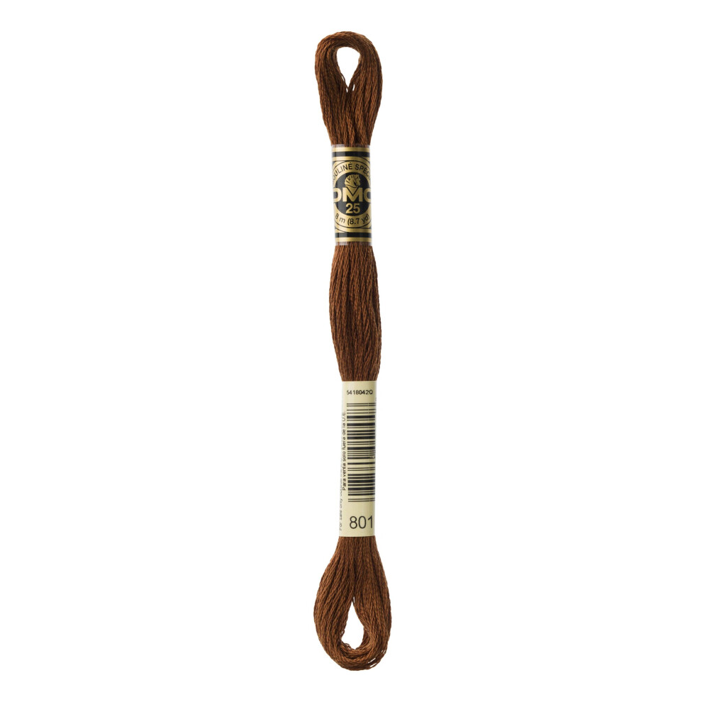 DMC Mouline floss/skein for sewing/embroidery - 8 metres - 801 - Coffee Brown, Dark