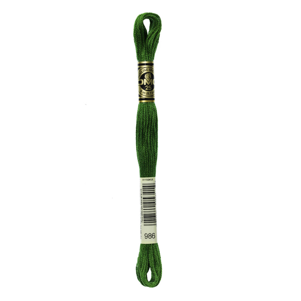 DMC Mouline floss/skein for sewing/embroidery - 8 metres - 986 - Forest Green, Very Dark