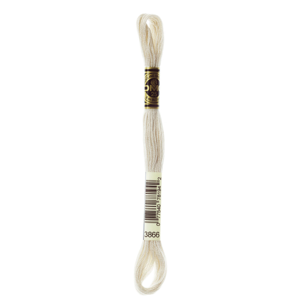 DMC Mouline floss/skein for sewing/embroidery - 8 metres - 3866 - Mocha Brown, Ultra Very Light