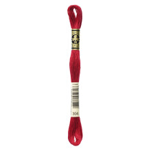 DMC Mouline floss/skein for sewing/embroidery - 8 metres - 304 - Red, Medium