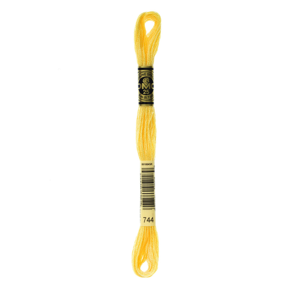 DMC Mouline floss/skein for sewing/embroidery - 8 metres - 744 - Yellow, Pale