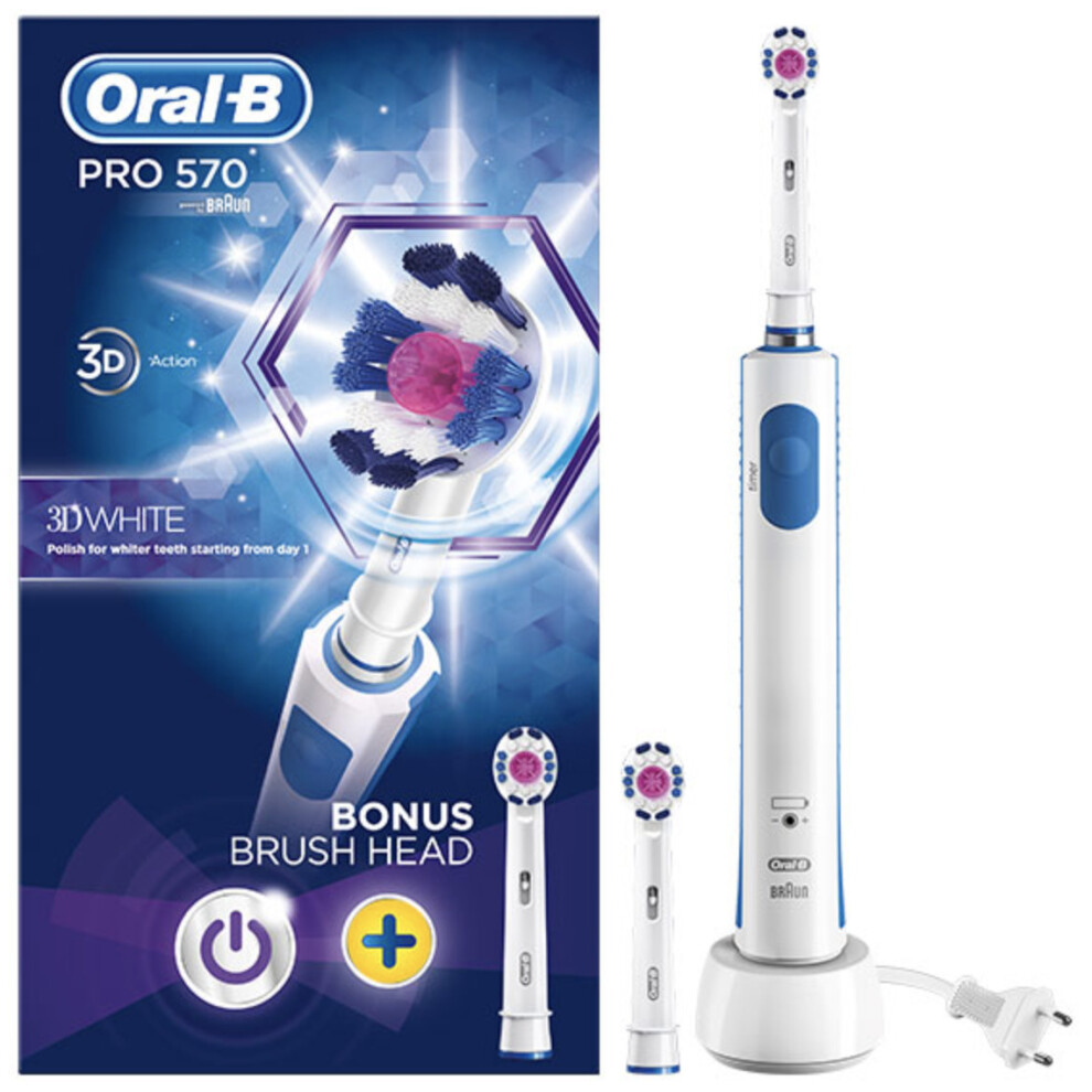 Oral-B Oral B Pro 570 Electric Toothbrush 3D With Refill Head White
