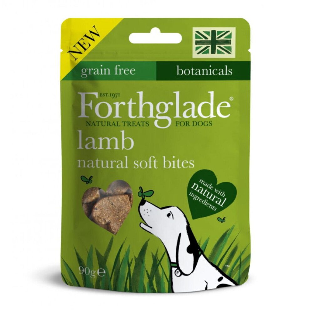 Forthglade Dog Hand Baked Grain Free Soft Bite Treats Lamb With Botanicals 90g (Pack of 8)