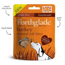Forthglade Dog Hand Baked Grain Free Soft Bite Treats Turkey With Botanicals 90g (Pack of 8)