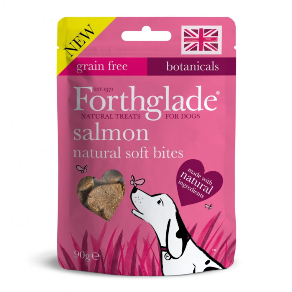 Forthglade Dog Hand Baked Grain Free Soft Bite Treats Salmon With Botanicals 90g (Pack of 8)