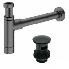 Modern Bathroom Matt Black Bottle Trap Incl Basin Clicker Waste Slotted