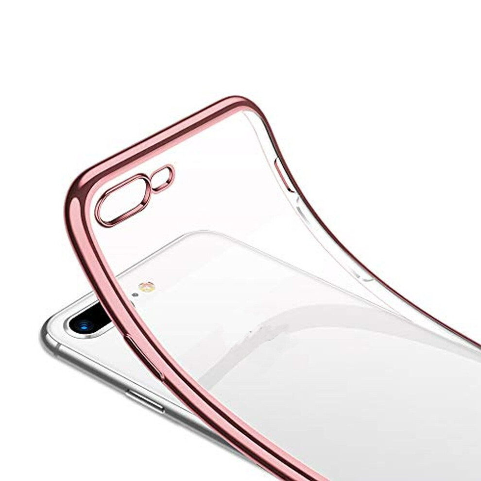 For iPhone 7 / iPhone 8 / iPhone SE 2020 - Clear Silicone Case With Rose Gold Edge