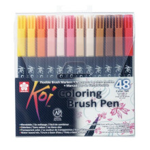 Pennarello a pennello - SAKURA - Koi Coloring Brush - Set da 48 - Punta flessibile - Colori assortiti