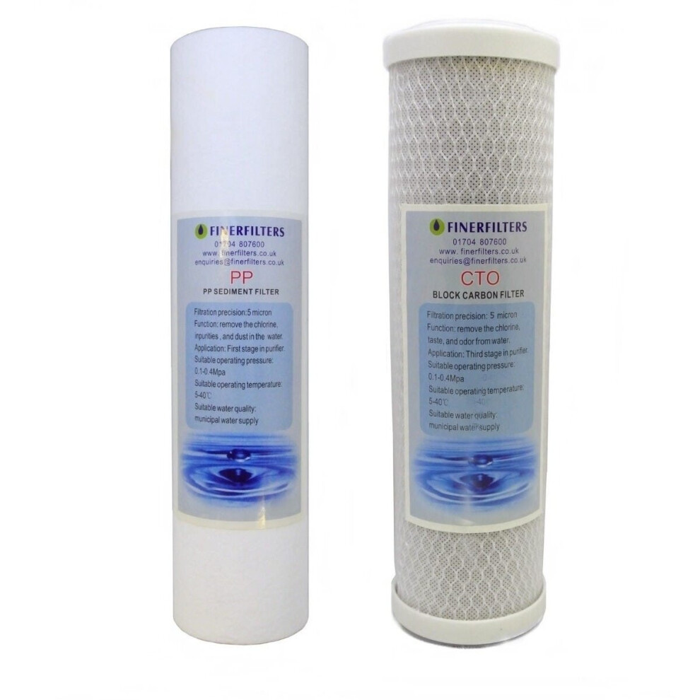 3 Stage Aquarium Reverse Osmosis 10" Drop In Replacement Water Filter Pack (PP & CTO) by Finerfilters