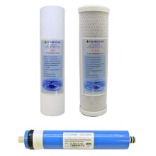 3 Stage Aquarium Reverse Osmosis 10" Drop In Replacement Water Filter Pack (PP & CTO) and 100 GPD Membrane by Finerfilters