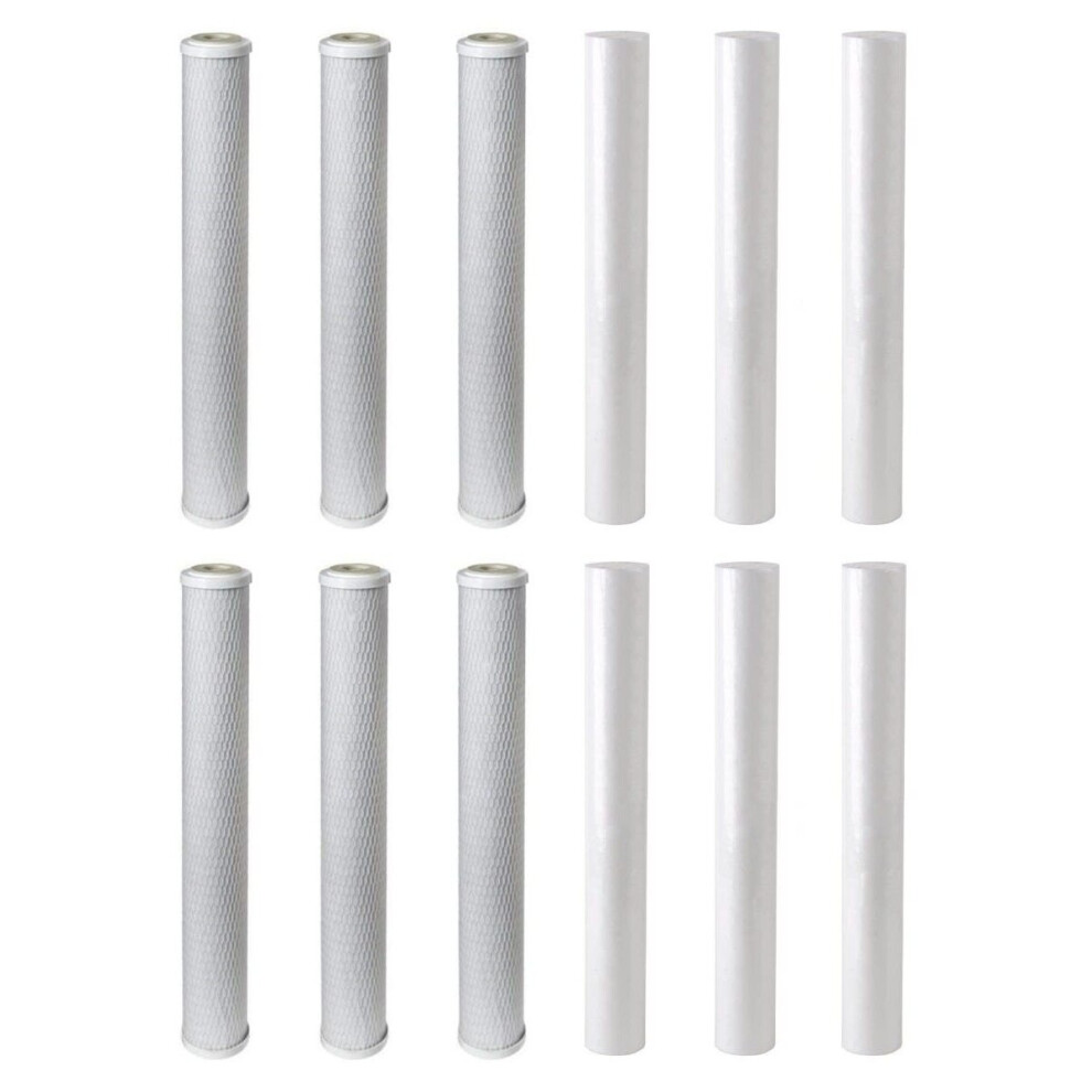 Finerfilters 20" Replacement Pre Filter set Sediment Carbon Pole Fed Window Cleaning RO 12 pack